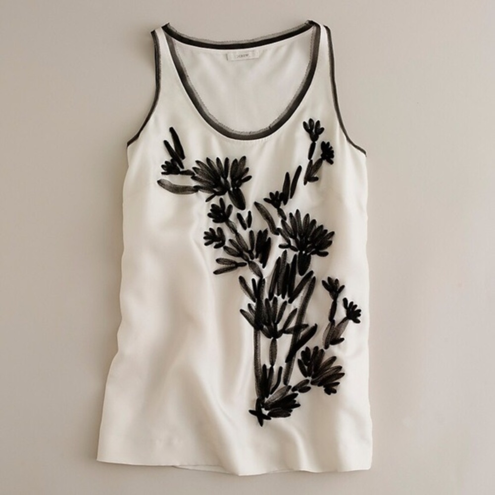 J crew silk embroidered blouse